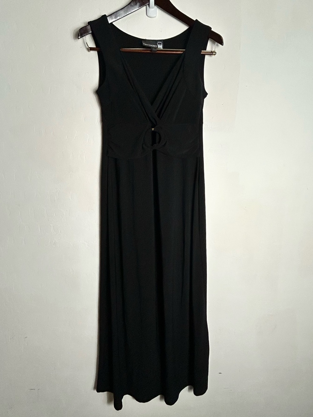 Antthony Black Sleeveless Maxi Dress with Front Ring